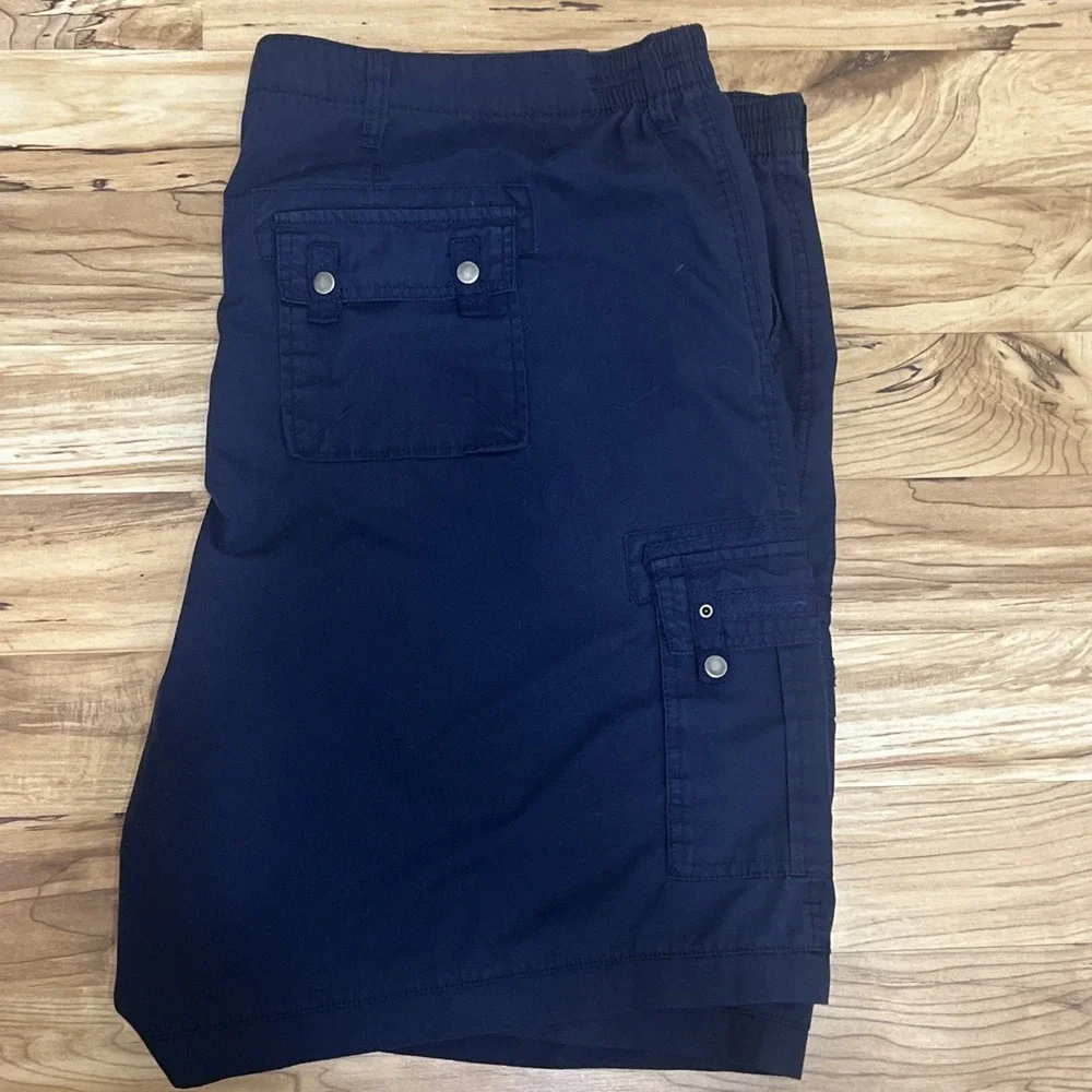 Mens VTG HABAND Size 52 casual Navy Blue Cargo‎ Shorts Vintage Stretch